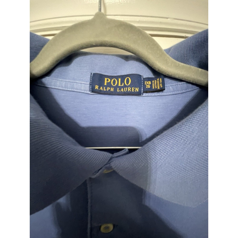 Polo Ralph Lauren Men's 2XL Big & Tall Blue Solid Cotton Golf Polo Shirt - Picture 2 of 4